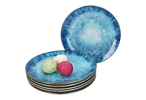 MamboCat Marina 6er Set Speiseteller Ø 27cm - Speiseteller Set für 6 Personen mit maritimem Design - ideal für Hauptmahlzeiten, Grillen & besondere Anlässe. Robustes Porzellan, spülmaschinen- und mikrowellengeeignet, bringt Freude beim Servieren!