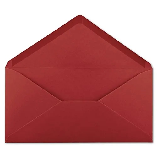 DIN Lang Briefumschläge Dunkelrot 22 x 11 cm -120 g/m² Nassklebung Post-Umschläge ohne Fenster ideal für Weihnachten Grußkarten Einladungen von Ihrem Glüxx-Agent 100