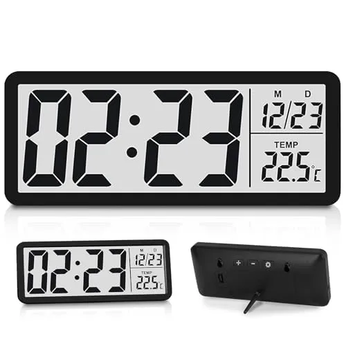 Digitale Wanduhr Mit Ziffern, Temperatur, Datum, LCD Anzeige