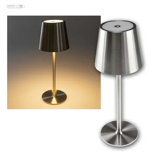 LED Akku-Tisch-Leuchte FOCO TENDA - Touch-dimmbar und wetterfest - Lampen: Hochwertige Aluminium-Tischlampe, kabellos und wetterfest (IP44) mit stufenlosem Touchdimmer für individuelle Lichtstimmung, ideal für drinnen und draußen.