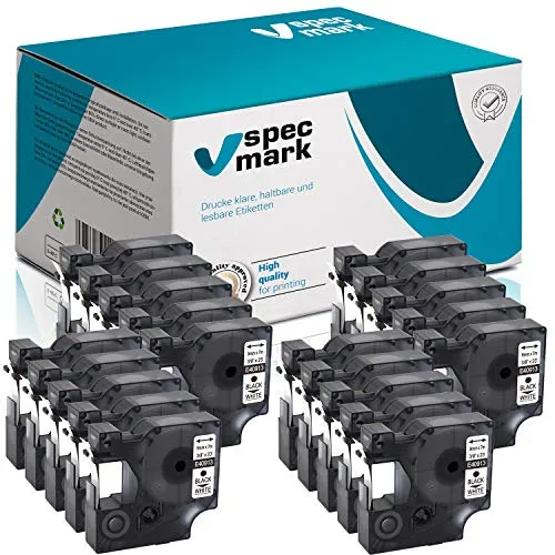 specmark 40913 S0720680 Schriftband 9 mm x 7m Satz x 20 St. Schwarz auf Weiß