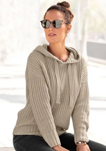 LASCANA Kapuzenpullover aus Grobstrick in Beige von LASCANA
