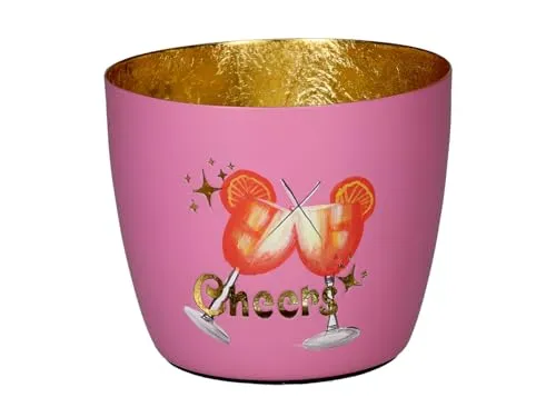 Giftcompany Madras Windlicht M Cheers rosa/Gold 8,5cm in pink von GIFTCOMPANY