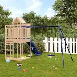 vidaXL Spielturm mit Rutsche und Schaukel - Schaukeln und Klettern im eigenen Garten! Der massive Kiefernholz-Spielturm bietet eine Plattform, Wellenrutsche, Schaukeln und Sandkästen für unendlichen Spielspaß.