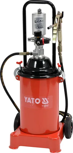 YATO YT-07067 Druckluft Fettpresse - Fettpressen & Schmiergeräte, pneumatische Einhandbedienung für müheloses Arbeiten mit einem großen Fassungsvermögen von 12 Litern.