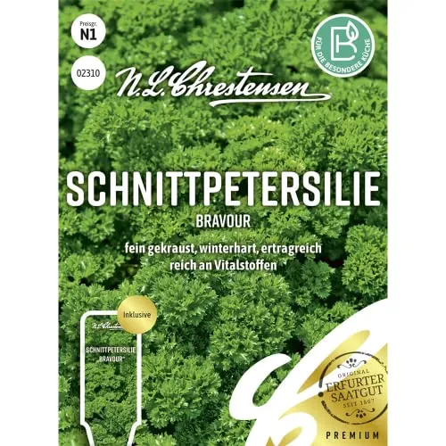 Schnittpetersilie Bravour, fein gekraust, winterhart, ertragreich, Samen