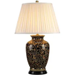 Morris Tischleuchte gold, schwarz 730mm - Elegante Tischleuchte aus Porzellan in Gold und Schwarz, 730mm hoch, ideal für stilvolle Akzente in Ihrem Wohnraum.