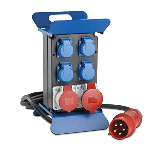 as - Schwabe Tragbarer Stromverteiler STECKY 2 - CEE-Verteiler mit 4x Schuko und CEE Steckdosen, ideal für Baustellen und Outdoor, wetterfest (IP44) und Made in Germany für höchste Qualität.