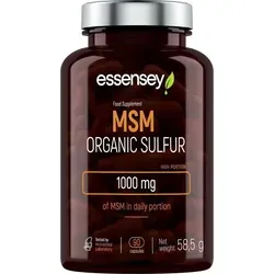 ESSENSEY - MSM Organic Sulfur I 1000 mg I 90 Kapseln I Hochdosiert I Vegetarier & ohne Zustze I 45 Tagesdosen I Leicht zu schlucken I Labor