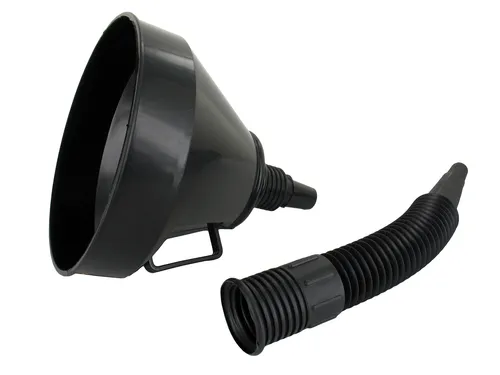 Kraftstoff-Trichter mit Sieb (155mm), mit Einfüllschlauch - schwarz