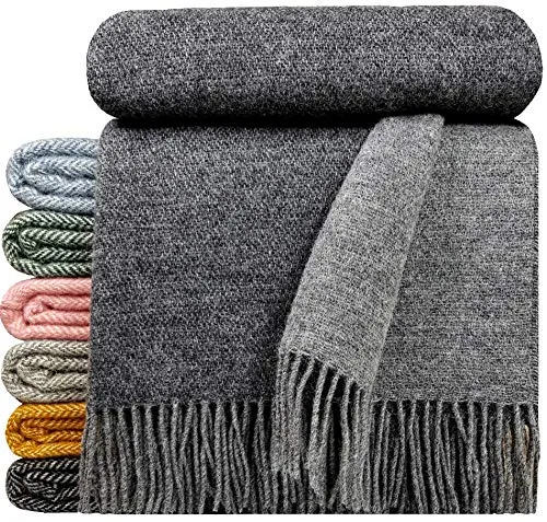 STTS International Wolldecke 100% Schurwolle, 140 x 200 cm in grau von STTS International