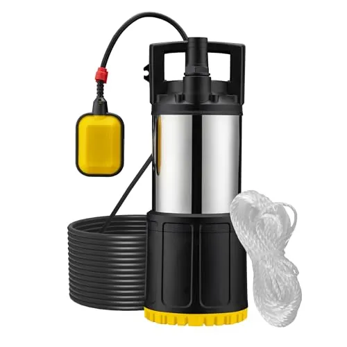 Wiltec Tauchpumpe 850 W mit Schwimmerschalter - Wasserpumpen, leistungsstarke 850 W Tauchpumpe mit 20 m Förderhöhe und automatischem Schwimmerschalter für sicheren und effizienten Betrieb.