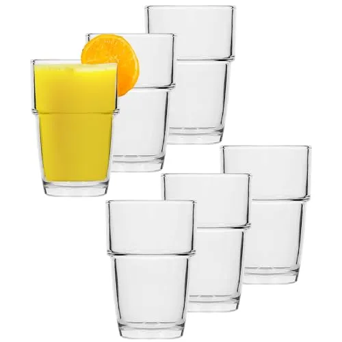 Annastore 6-tlg. Set Trinkgläser in eleganter Form - 170 ml - Wassergläser - Saftgläser - Limogläser - Cocktailgläser - Longdrinkgläser