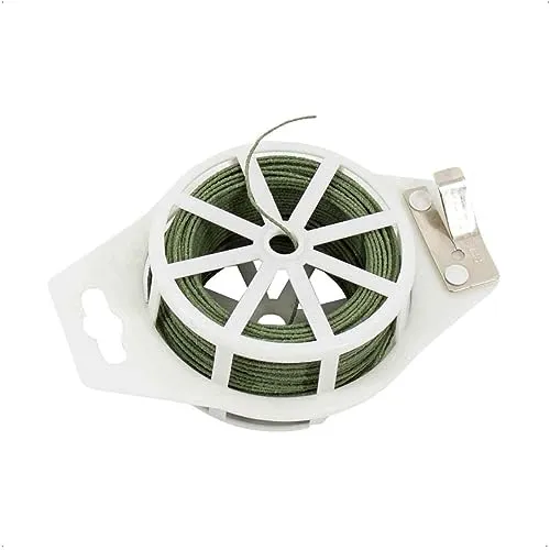 Produktbild Rekord Kletterdraht für Pflanzen (Grün) aus Kunststoff und Metall, Gesamtlänge: 50 Meter, inkl. Abroller und Abschneider, Kletterhilfe, Rankhilfe, Blumendraht, Pflanzendraht