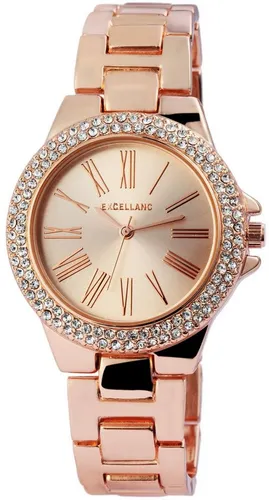 Excellanc Damenuhr mit Metallband - Elegantes Roségold - Damenuhr mit modischem Gliederarmband aus roségoldfarbigem Metall, hochwertigem Quarzwerk und stilvollem Zifferblatt. Perfekt für jeden Anlass!