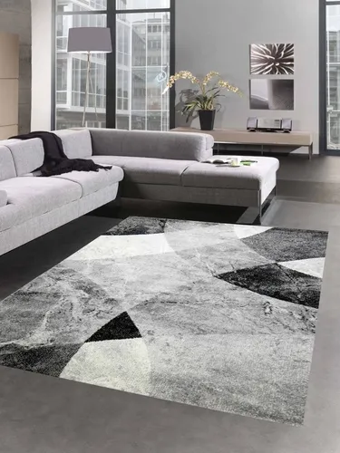 Carpetia Teppich Wohnzimmer Teppich Rauten Design grau schwarz - pflegeleicht, rechteckig, Höhe: 8 mm