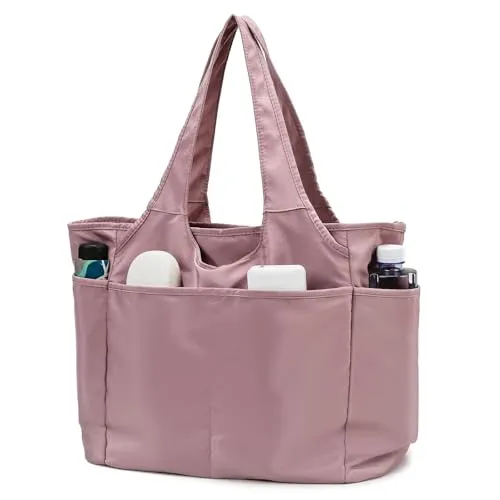 CCAIPU Tasche Damen Shopper große Wasserdicht Handtasche Schultertasche mit Reißverschluss Shopping Beuteltasche Tote Bag für Reisen Yoga Sport täglich (Rosa)
