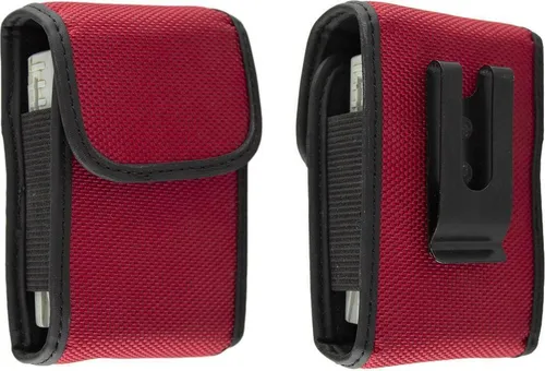 caseroxx Funkmeldertasche – passend für Swissphone , u.v.m. - Tasche mit Gürtelclip & Klettverschluss, rot
