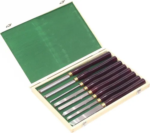 Präzision Drechselmesser 55049 HSS Drechseleisen 8-teilig - Sonstige Werkzeuge – Ergonomischer HSS-Drechselmesser-Satz mit 8 verschiedenen Klingen, ideal für präzises Schruppen, Schlichten und Formen von Holz.