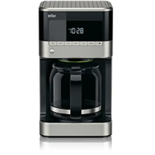BRAUN PurAroma 7 KF 7120 Kaffeemaschine Edelstahl Schwarz - 12-Tassen-AromaCarafe mit OptiBrewSystem für maximalen Kaffeegenuss und individuelle Kaffeestärke
