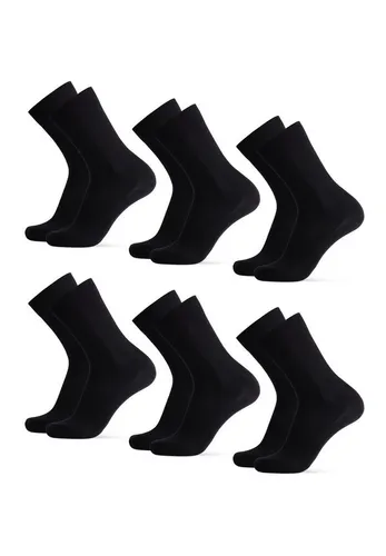 KLEIDERSOCKEN AUS BIO-BAUMWOLLE - 6-Pack - Schwarz - 43-47 - Sportsocken aus 100% Bio-Baumwolle mit OEKO-TEX® Zertifikat, ausgestattet mit Kühlbahnen für trockene Füße und ideal für jeden Anlass.