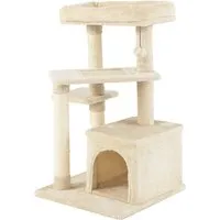 COSTWAY Kratzbaum 85cm mit Katzenhöhle - Kratzbaum für Katzen mit geräumiger Höhle, weicher Liegefläche und stabilen Sisalpfosten – ideal für Spielen, Klettern und Entspannen.
