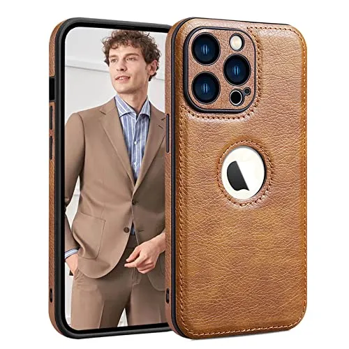 SOUTEM PU-Leder Hülle für iPhone 13, Schutzhülle für Kameraobjektiv, PU Leder Schlank Luxuriös Business rutschfest Griffige Robust Stoßfest Ganzkörperschutz Hülle für iPhone 13(Braun)