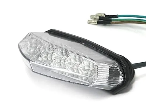 Streetparts24 Universal LED Rücklicht Klar – E-Geprüft, 10 LEDs | passend für Roller, Motorrad, Enduro, Supermoto, Motocross, Quad