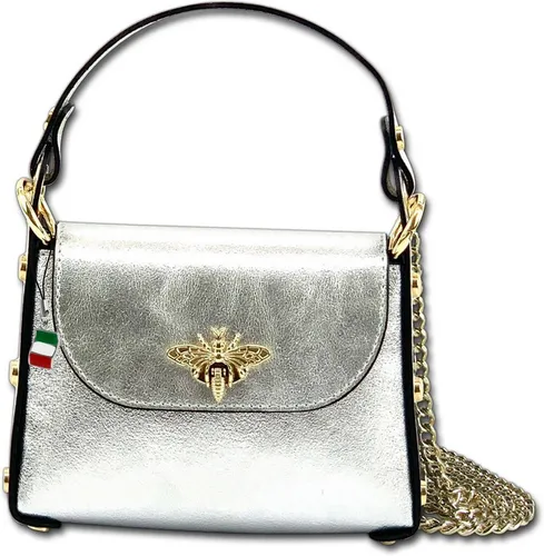 Florence Damenhandtasche aus silbernem Leder 19x14x6,5cm - Stilvolle Handtasche für Damen in elegantem Silber, ideal für den täglichen Gebrauch und vielseitig kombinierbar.