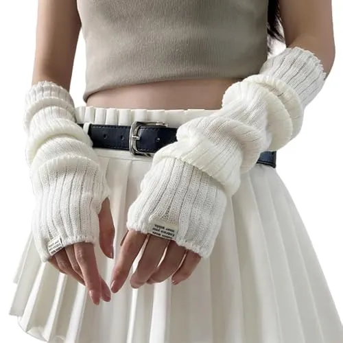 BWOOOWE Fingerhandschuhe Damen Armstulpen Winter Halb Fingerlose Handschuhe Warm Gestrickte Handschuhe Für Damen Fingerhandschuhe Handwärmer Stulpen Fäustlinge