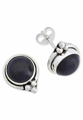 Ohrstecker 925 Silber Onyx schwarzer Stein Edelstein Ohrringe echt Silber Damen Sterling Silber Stecker Geschenk(MOS-065-03)