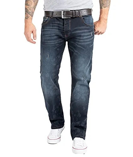 Rock Creek Herren Jeans Regular Fit Stretch Jeans - Dunkelblau W32 L34 - Hochwertige Herrenjeans im Regular Fit mit Stretchanteil für optimalen Tragekomfort. Stonewashed für einen lässigen Look und in vielen Größen erhältlich.