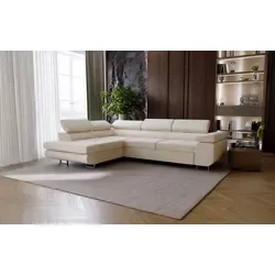 Ecksofa mit Schlaffunktion - Beige Designersofa mit Bettkasten - Praktisches Ecksofa mit Schlaffunktion in Beige. Verwandelt sich mühelos in eine großzügige Liegefläche und bietet unter der Sitzfläche einen geräumigen Bettkasten für zusätzlichen Stauraum. Ideal für Übernachtungsgäste!