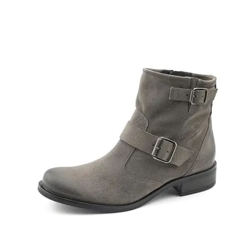 Paul Green 8279-016 Stiefeletten in Grau für Damen - Wanderschuhe aus weichem Leder mit dekorativen Schnallen für Komfort und Stil, ideal für jeden Anlass – von lässig bis schick.