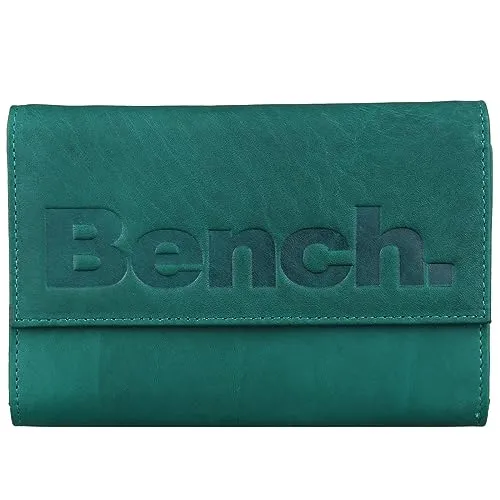 BENCH Große Damen Leder Geldbörse mit RFID Schutz - Petrol - Modische XXL Geldbörse von BENCH aus echtem Leder, ausgestattet mit RFID Schutz. Ideal für die sichere Aufbewahrung von Geldscheinen, Münzen und bis zu 14 Kreditkarten.