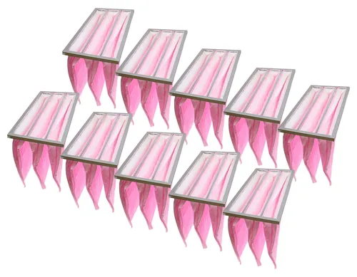 vhbw 10x Taschenfilter für Klima- und Lüftungsanlagen - Filter F7, 28,7 x 59,2 x 36 cm Rosa