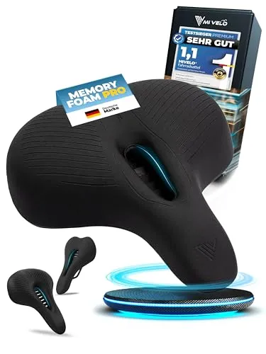 MIVELO Comfort PRO Fahrradsattel - Bequemer Sattel für Damen und Herren - Fahrradsättel mit ergonomischem Design und Memory Foam für maximalen Komfort auf jeder Fahrt. 100% wasserdicht und atmungsaktiv - ideal für Stadt, Berge und lange Touren.