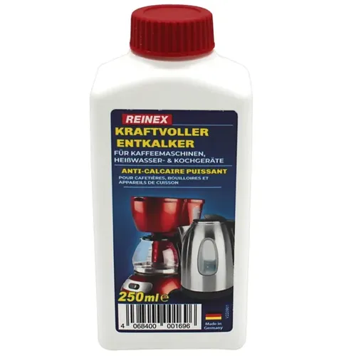Reinex Entkalker 250 ml - Universeller Kalklöser für Küchengeräte - Kaffeezubehör & Espressozubehör, entfernt hartnäckige Ablagerungen in Kaffeemaschinen und Kochgeräten für eine längere Lebensdauer.