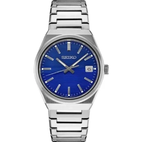Seiko Herren Edelstahlarmband Uhr SUR555P1 - Armbanduhren für Herren, elegante Dresswatch mit blauem Zifferblatt und robustem Edelstahlarmband, ideal für besondere Anlässe.