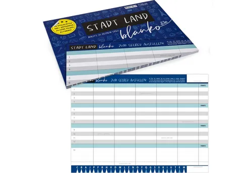 TOBJA Spiel Stadt, Land, Blanko Spiel A4 50Blatt, Logikspiel, Block