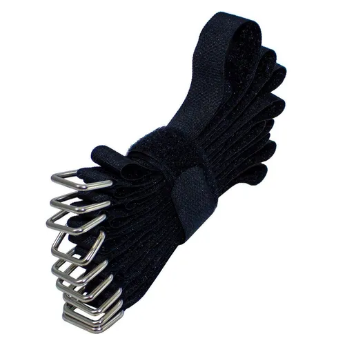 10x Klett Kabelbinder 300 x 20mm Schwarz gekreuzt Wiederverwendbar Klettbinder