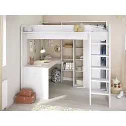 Parisot Hochbett Higher beige - Beige Hochbett mit modernem Design, ideal für kleine Räume und optimale Platznutzung.