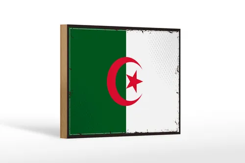 Holzschild Flagge Algeriens 18x12 cm Retro Flag Algeria Deko Schild