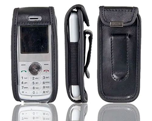 caseroxx Ledertasche mit Gürtelclip für LG KP100 in schwarz – robuste Handy-Tasche mit Sichtfenster & Gürtelclip aus Echtleder, ideal für Beruf, Freizeit, Outdoor & sicheren Transport