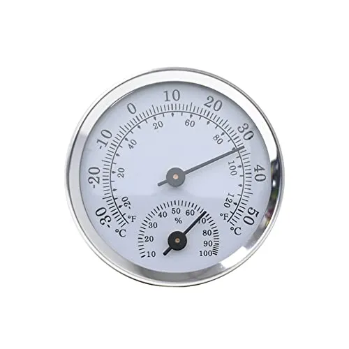 Ikadiya Analoges Präzisions-Thermo-Hygrometer, Zimmerthermometer & Hydrometer Für Angenehme Raumtemperatur, Zur Raumklimakontrolle, Analog, Kontrolle Von Temperatur Und Luftfeuchtigkeit[Silber]
