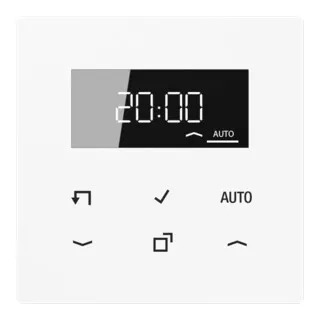 Jung LS1750DWW Timer Standard mit Display - Automatisierungstechnik mit Echtglasfront und 6 Sensortasten für einfache Programmierung von Jalousien und Beleuchtung, inklusive Astro-Funktion für Sonnenauf- und -untergang.