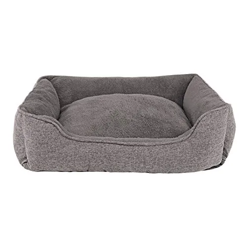 lionto Hundekissen meliert, 75x60 cm - Kuscheliges Heimtierbett für Hunde & Katzen - Hundebetten mit abnehmbarem Bezug und rutschfestem Boden, ideal für Komfort und Sicherheit. Der tiefe Einstieg erleichtert das Ein- und Aussteigen.