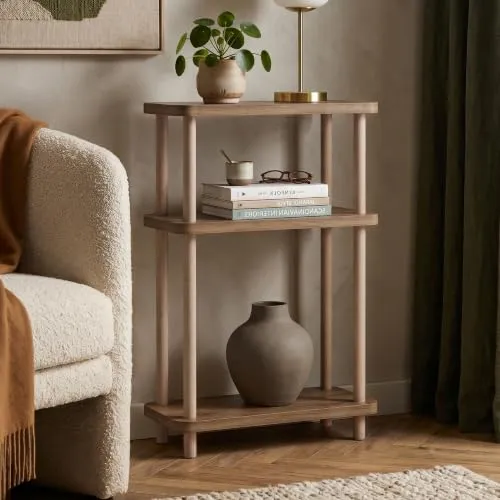 [en.casa] Standregal schmal Nampernu 62x40x18 cm – Kompakte Holzoptik für jeden Raum