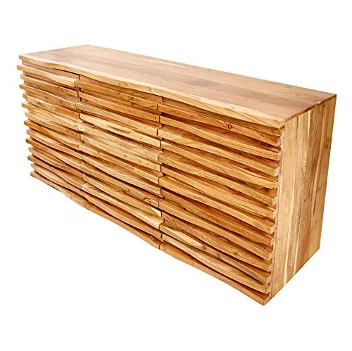 riess-ambiente Sideboard aus Akazien-Holz - Elegantes Sideboard aus massivem Akazien-Holz mit einzigartigem Oberflächendesign, ideal für stilvollen Stauraum im Wohnzimmer.