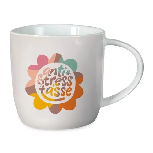 Grafik-Werkstatt Kaffeetasse mit Spruch 300 ml Porzellan Tasse anti stress tasse, Weiß